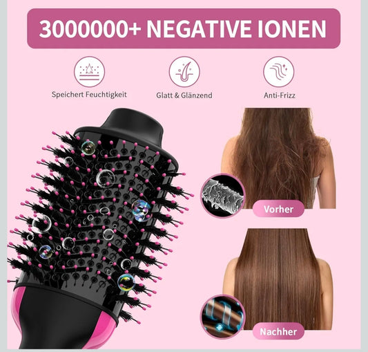 💨 Sawop 4v1 sušilna krtača za lase – črna/roza, 1000W - naklikaj.si