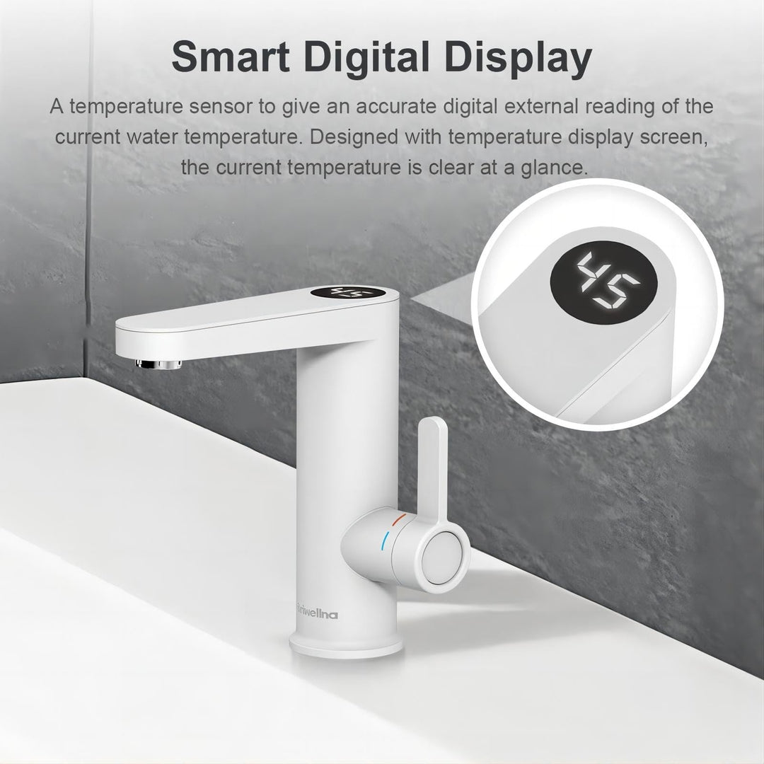 BRIWELLNA električna pipa z grelcem vode in digitalnim prikazom temperature (bela)