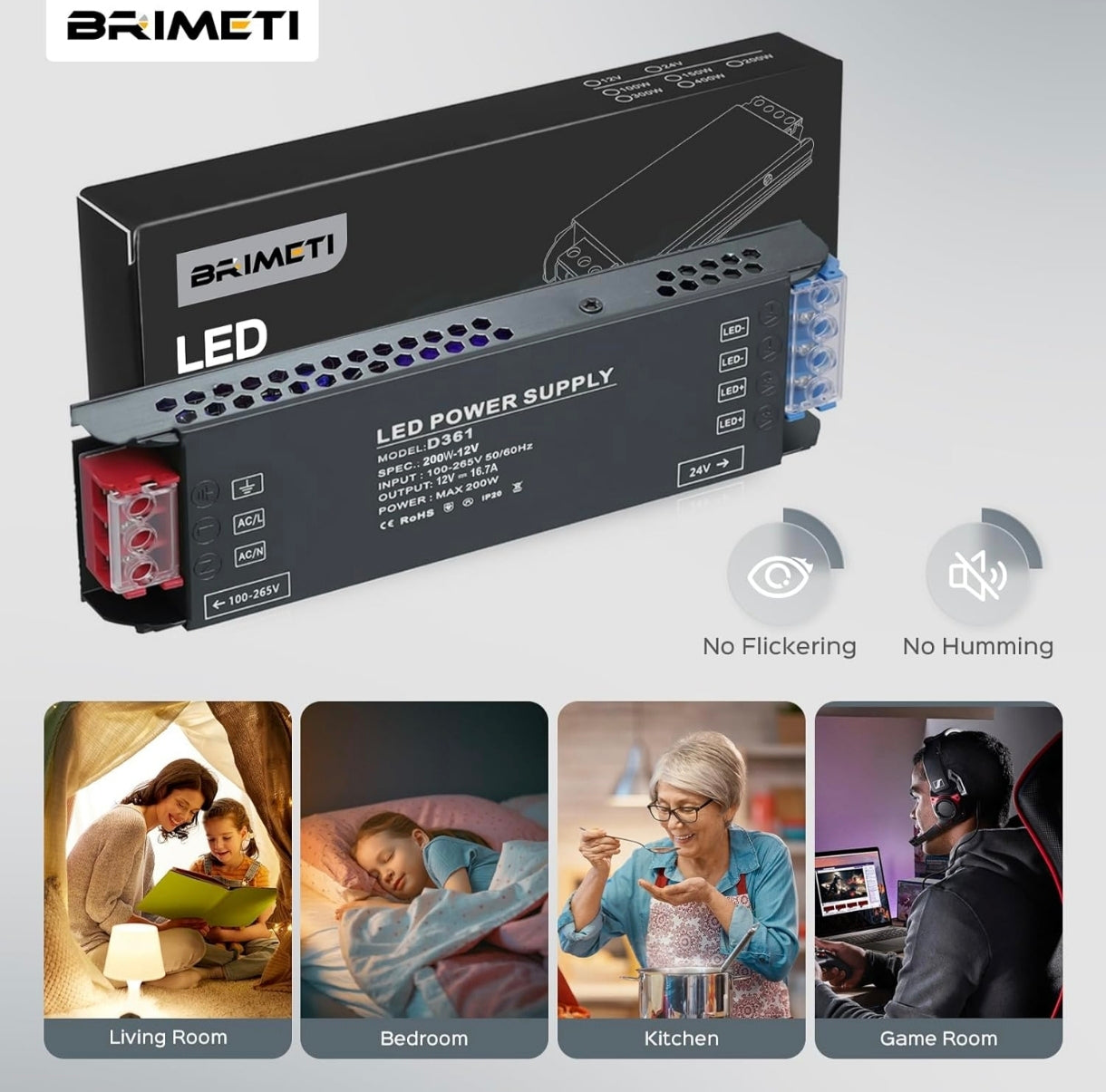 ⚡BRIMETI LED napajalnik 12V, 150W, IP20