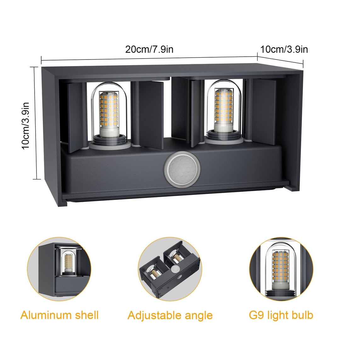 💡 KLIGHTEN zunanja LED stenska svetilka 18W(2x9W G9) s senzorjem gibanja – antracit, nastavljiv kot snopa, IP65, 3000K, aluminij