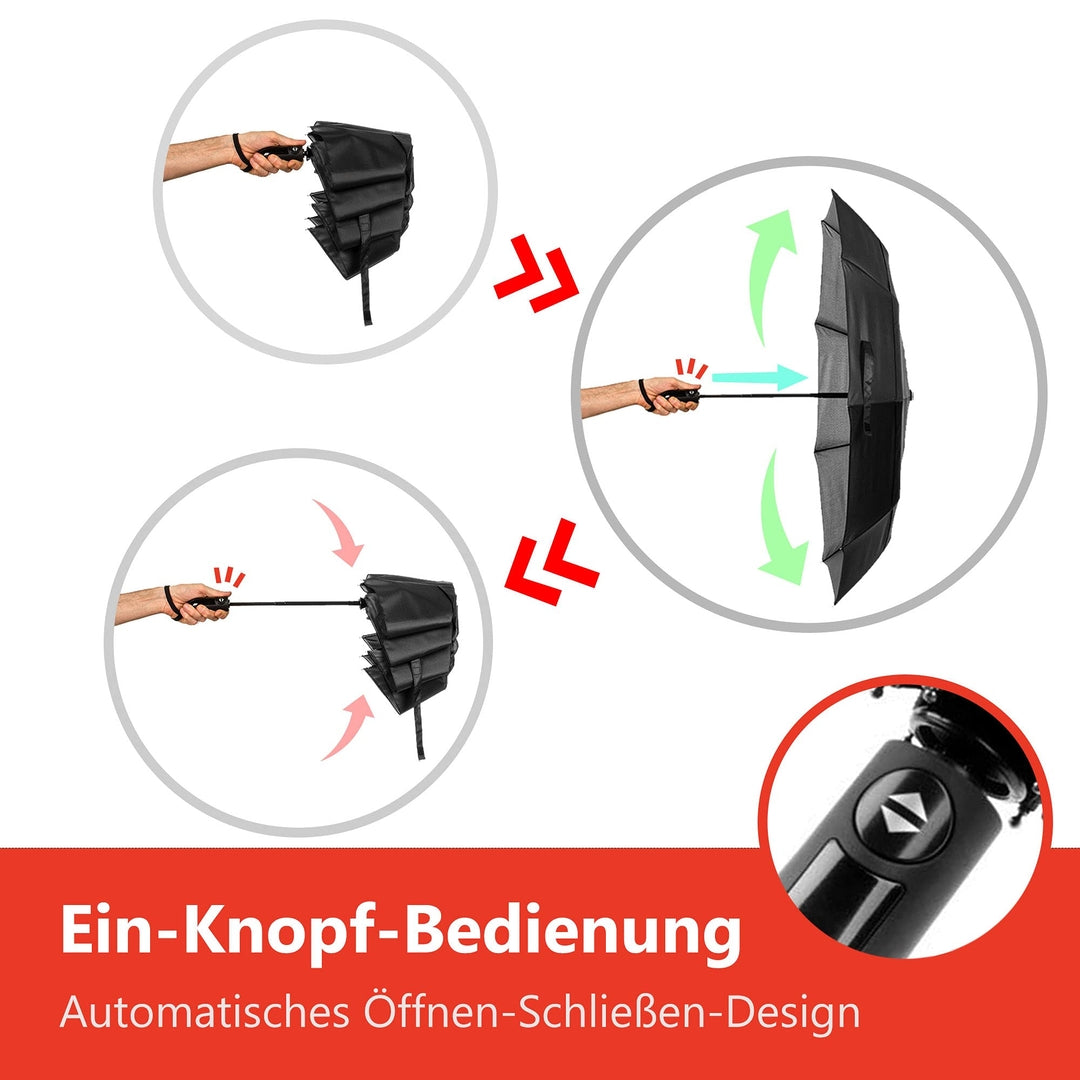 ERGONAUTS dežnik z avtomatskim odpiranjem in zapiranjem (črn)