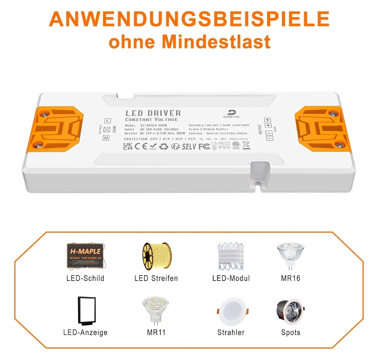 ⚡ DUSKTEC LED napajalnik 12V, 100W, IP20 – ultra tanek