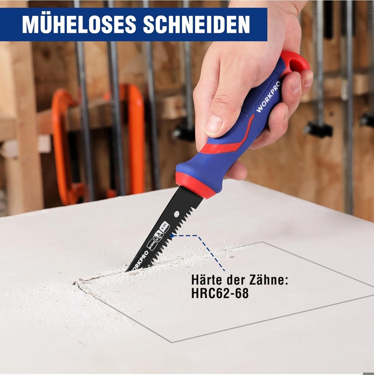 WORKPRO ročna žaga za suhomontažo – bi-metalno rezilo 150 mm