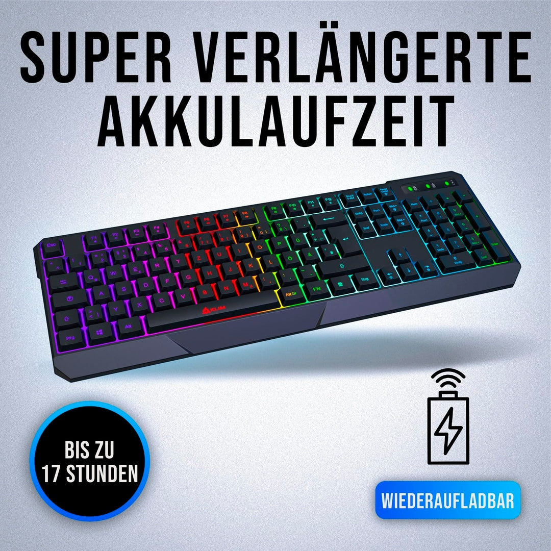 ⌨️ KLIM brezžična RGB tipkovnica / DE Layout