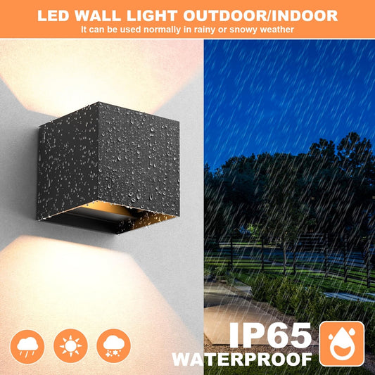 💡 Komplet 2x LED stenska svetilka 12W – nastavljiv kot snopa, 3000K, IP65, aluminij, črna