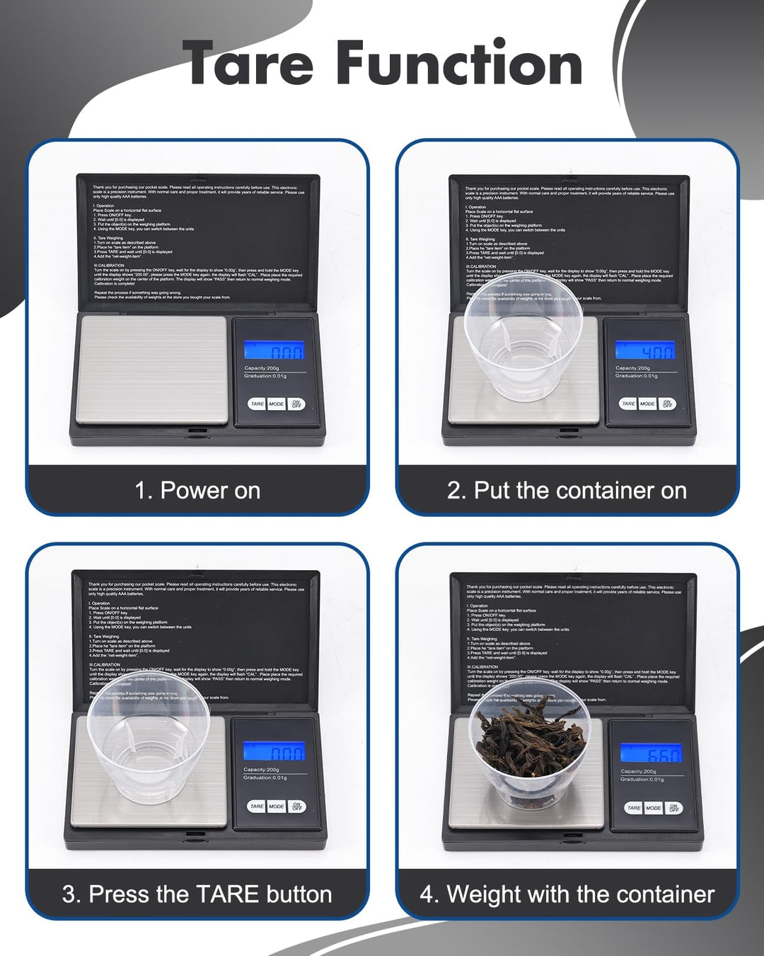 Digitalna mini žepna tehtnica 200 g × 0,01 g