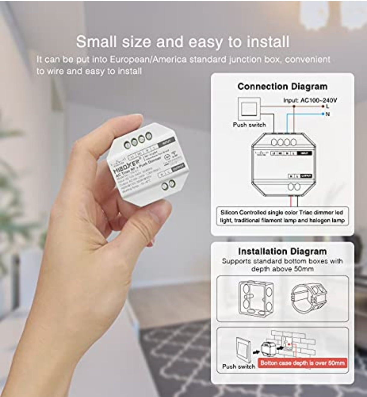 ⚡ MiBoxer AC Triac RF + Push Dimmer (TRI-C1) – pametni zatemnilnik