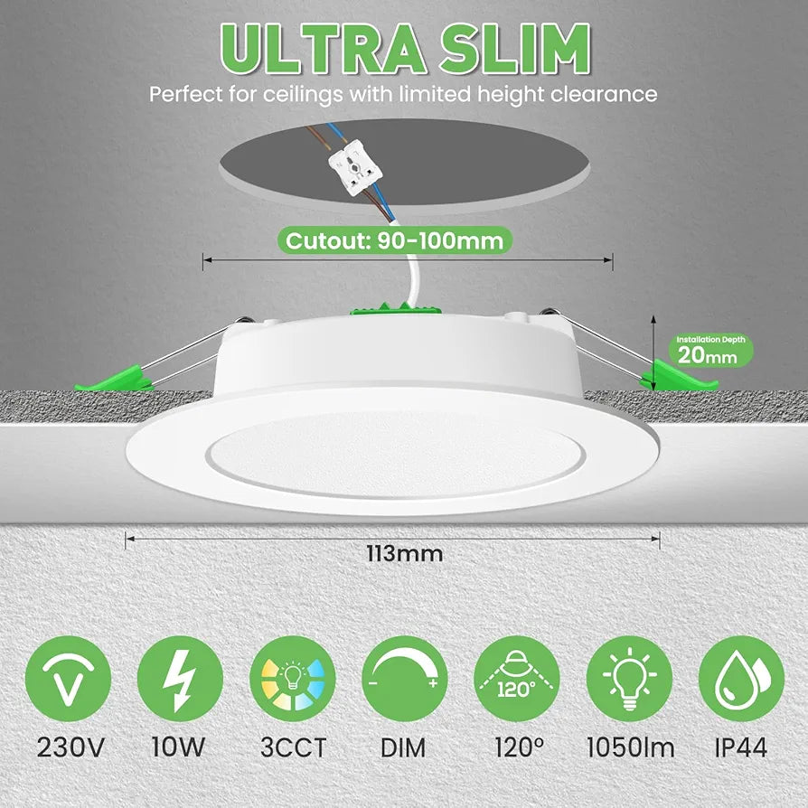 💡6x Alusso LED recessed light 10W (113mm) – white