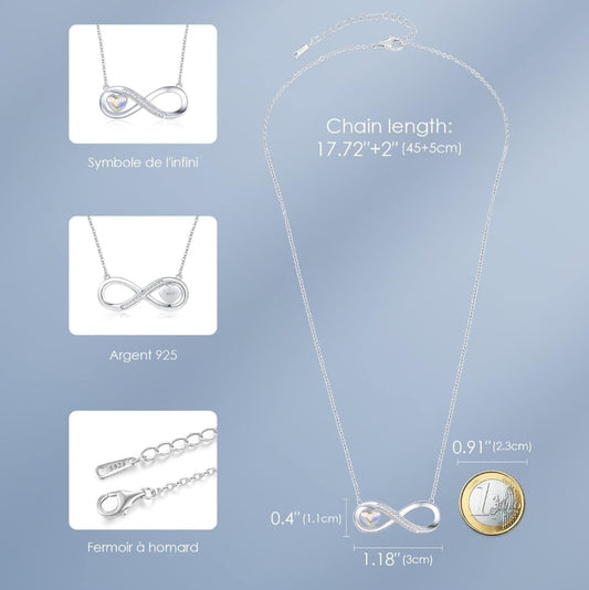 💎 LOUISA SECRET – Ogrlica neskončne ljubezni iz srebra 925 s kristalom srca - naklikaj.si