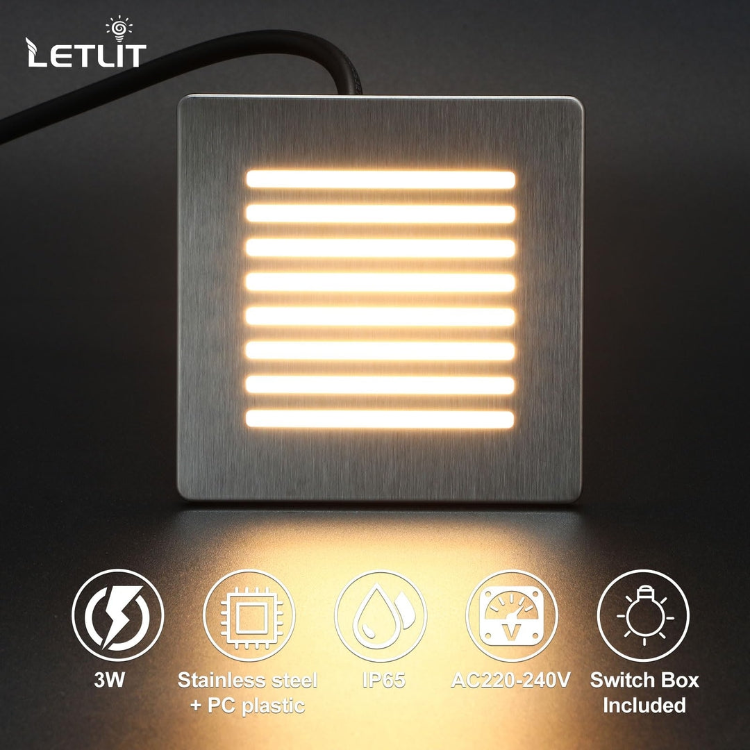 💡 LETLIT 2x vgradne LED stopniščne/stenske luči 3W, 3000K, IP65