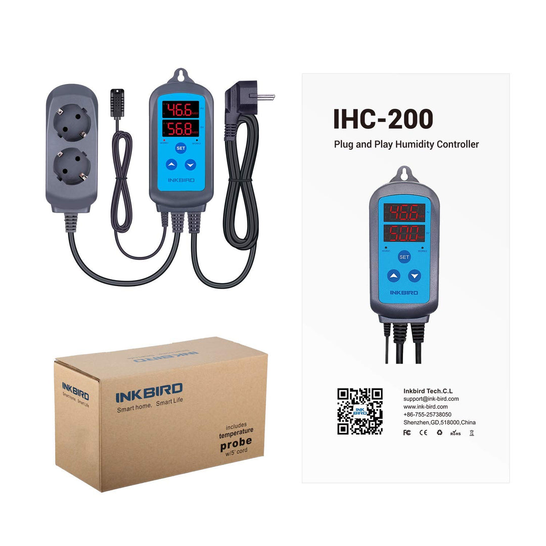 💧 Inkbird IHC-200 digitalni higrostat – regulator vlage z dvojnim relejem
