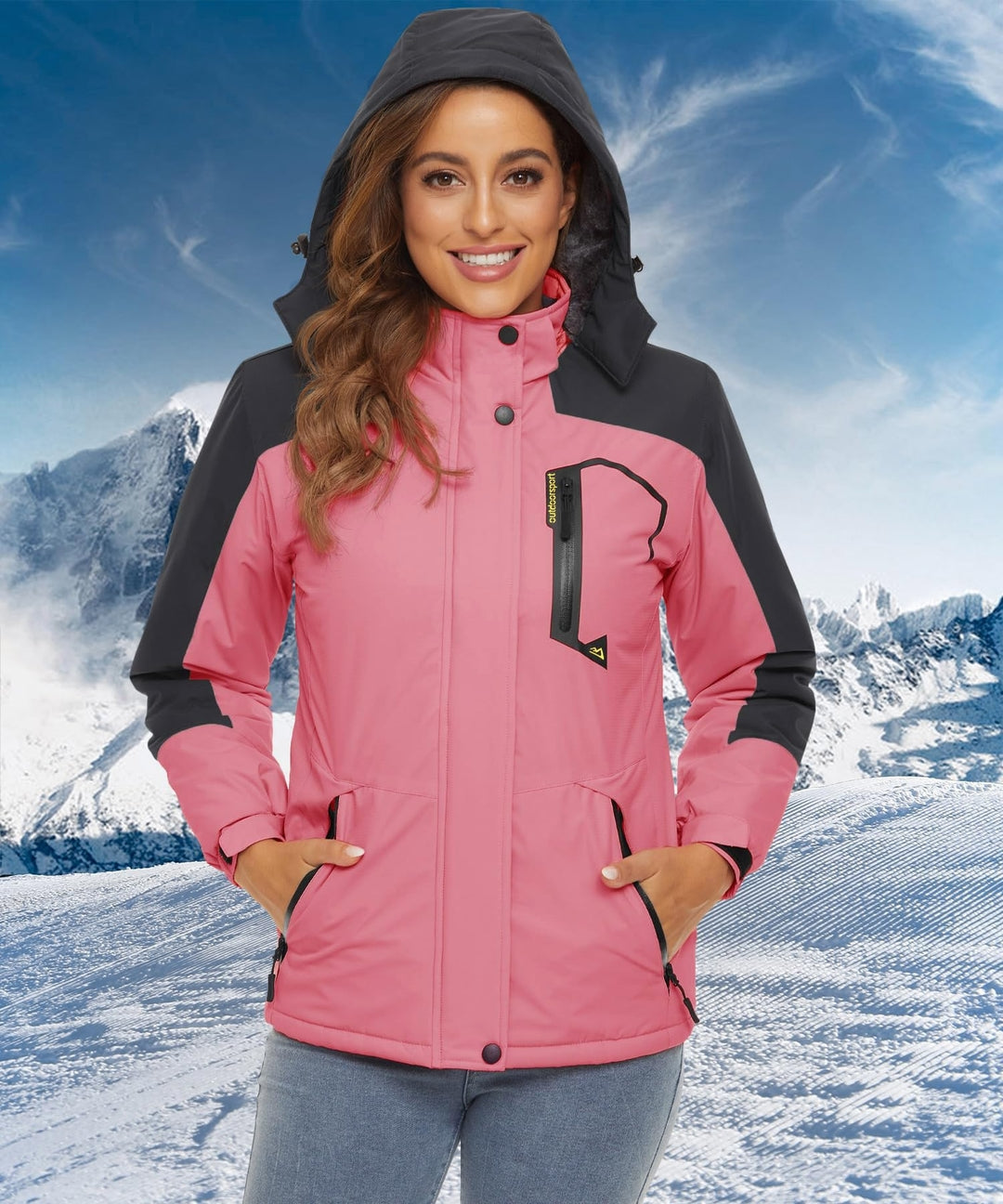 TACVASEN ženska zimska jakna – roza/siva, XXL