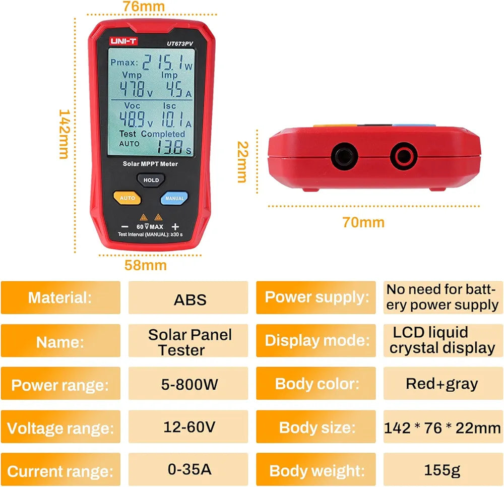 UNI-T UT673PV Solar Panel Tester – profesionalni merilnik za sončne panele (MPPT meter)