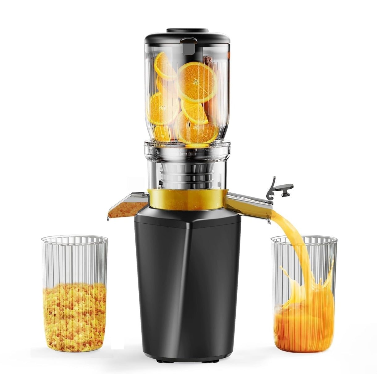 🍊 Počasni sokovnik Fyenkfar 250W – hladno stiskanje sadja in zelenjave (črn,siv)