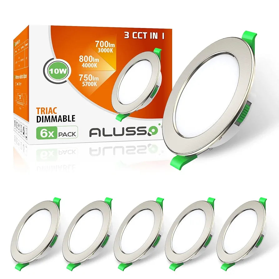 💡6x Alusso LED recessed light 10W (148mm) – white/black/nickel