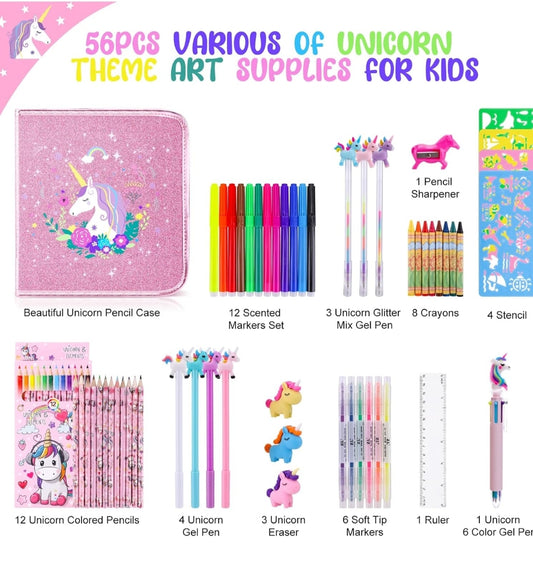 🦄Ustvarjalni set 56 delni – samorog z bleščicami - naklikaj.si