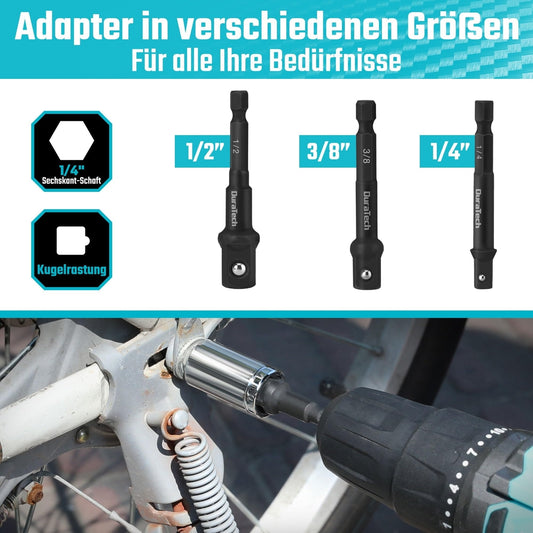 DuraTech 5-delni komplet nastavkov in podaljškov za nasadne ključe (1/4”, 3/8”, 1/2”)