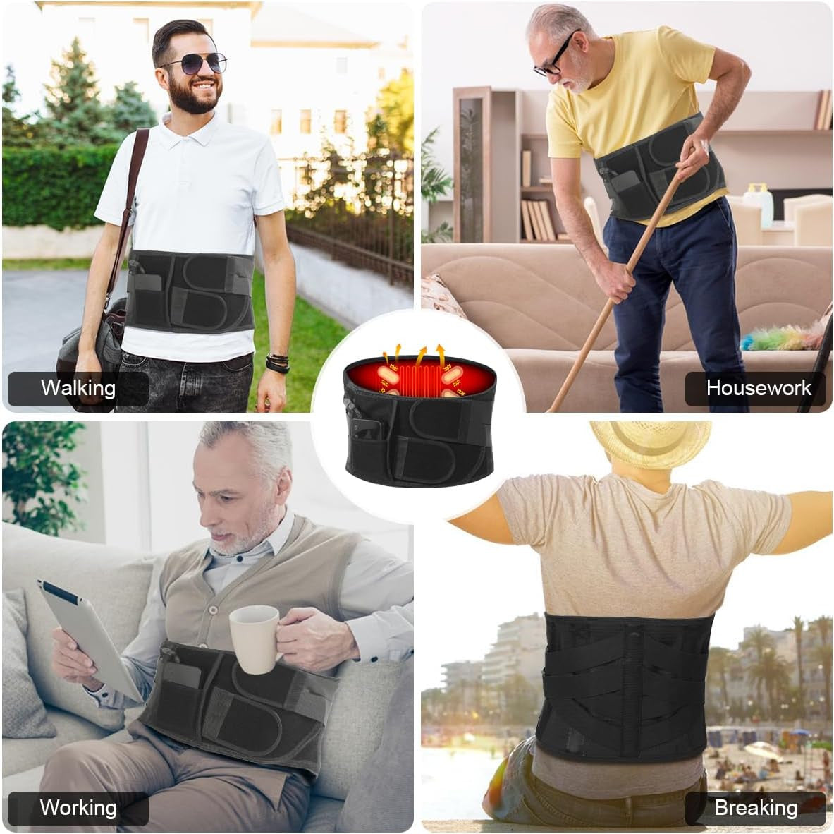 Grelno - masažni pas za hrbet – brezžični (baterija 5000mah), XL