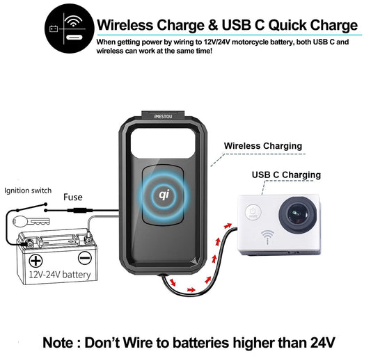 📱 Vodoodporen nosilec za telefon iMESTOU (IP67) z brezžičnim polnjenjem – velikost L (do 6.8") - naklikaj.si