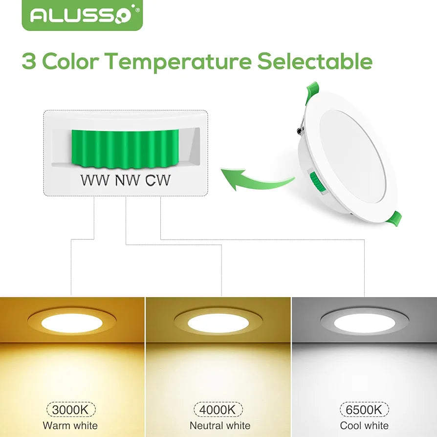 💡6x Alusso LED recessed light 5W (95mm) – white/black/nickel