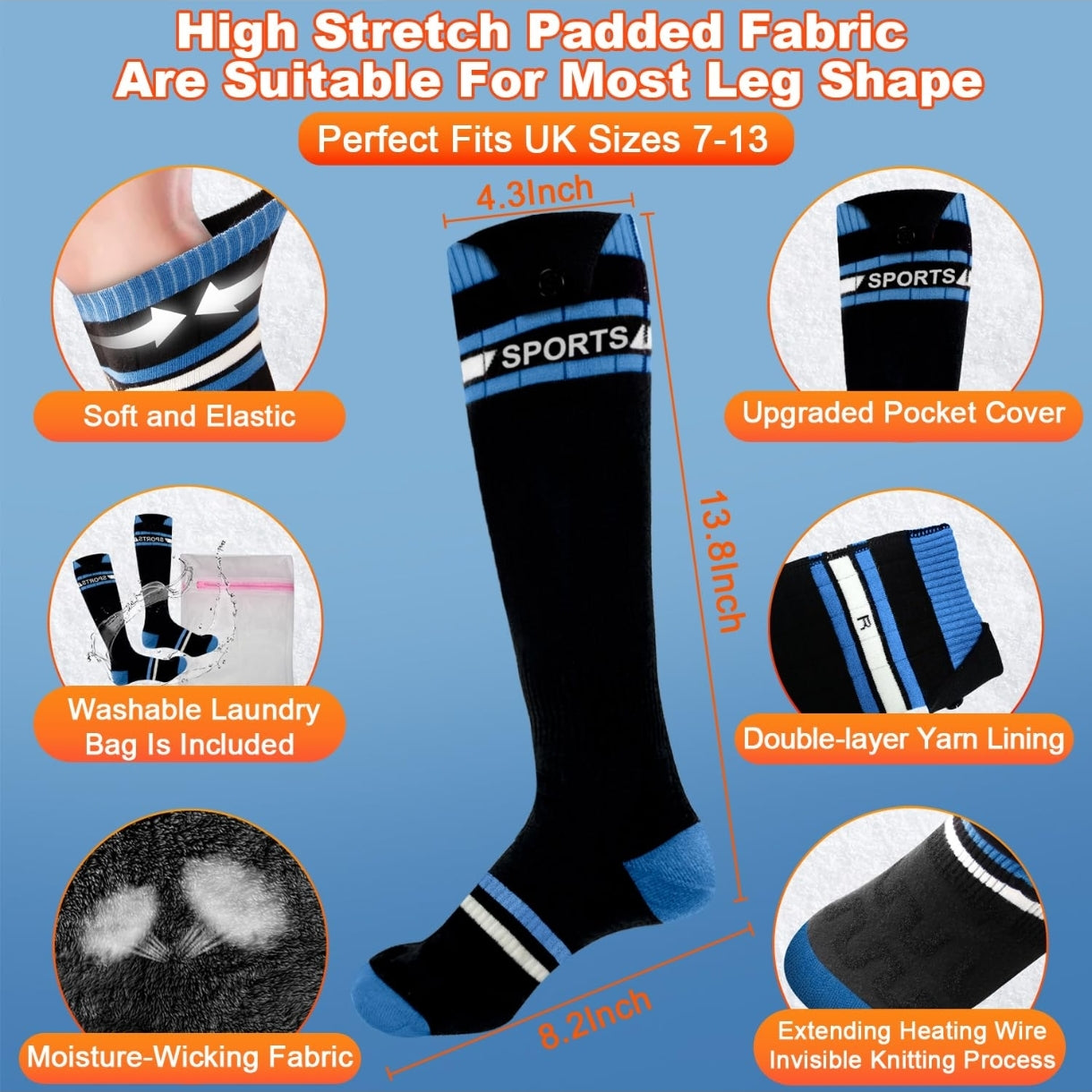 🧦 VICEPLUS električne grelne nogavice z aplikacijo in 2x baterijo 6000mAh (univerzalne)