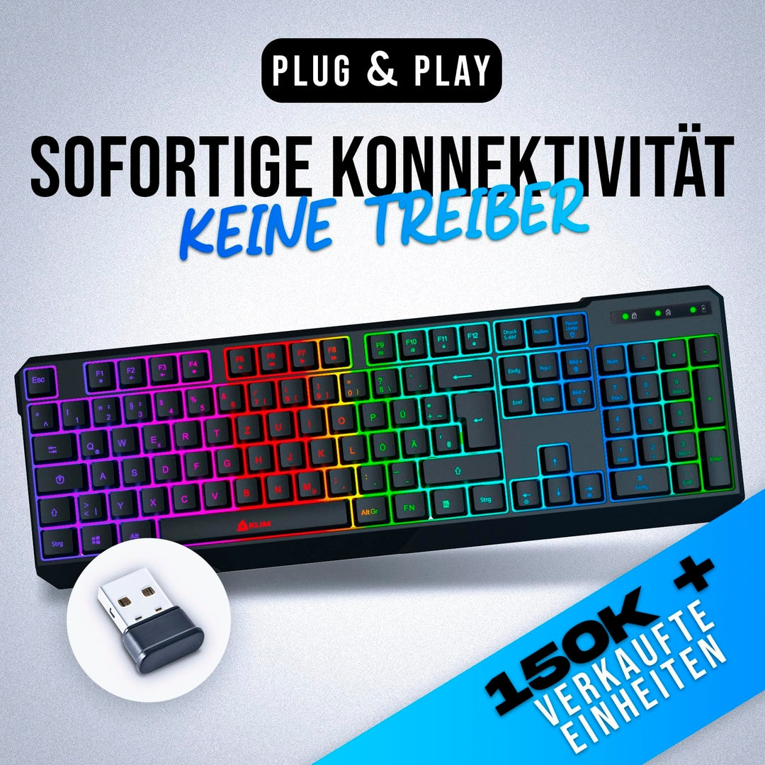 ⌨️ KLIM brezžična RGB tipkovnica / DE Layout