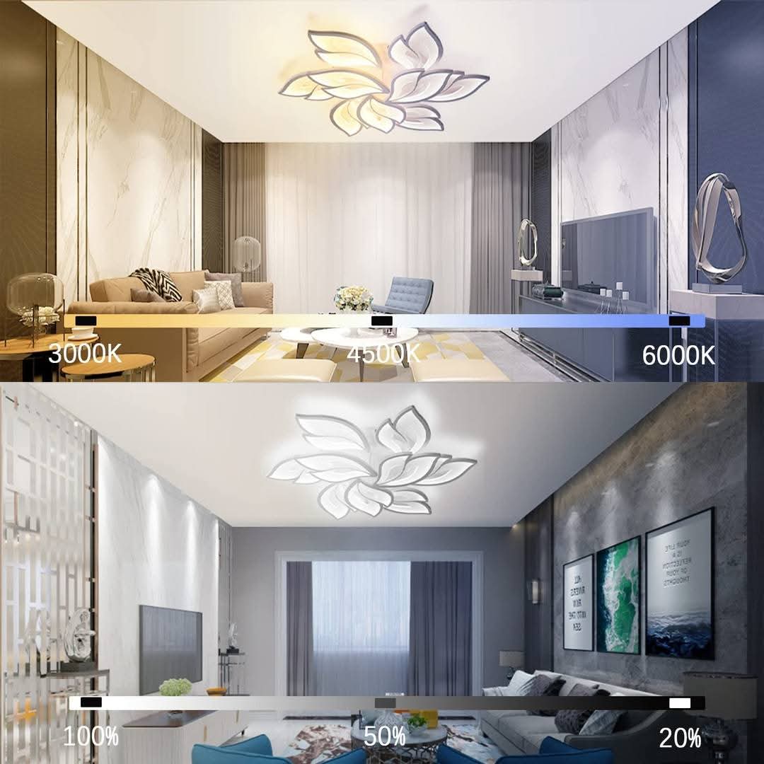 🌸 LED stropna svetilka v obliki cveta 70W-140W – moderna luč z daljincem in aplikacijo