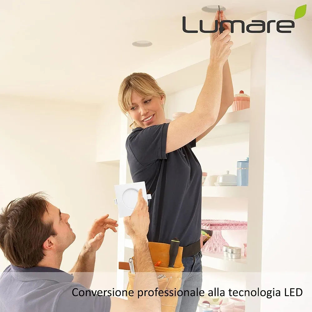 💡6x Lumare LED recessed light 6W, 3000K – square (round cutout 100mm)