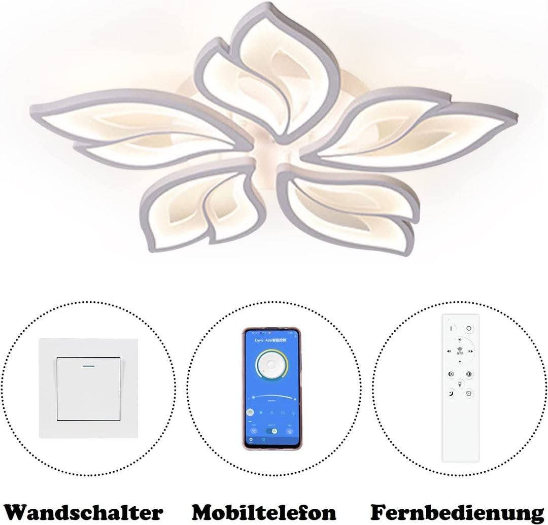💡 Moderna pametna LED stropna svetilka v obliki cveta – 80W