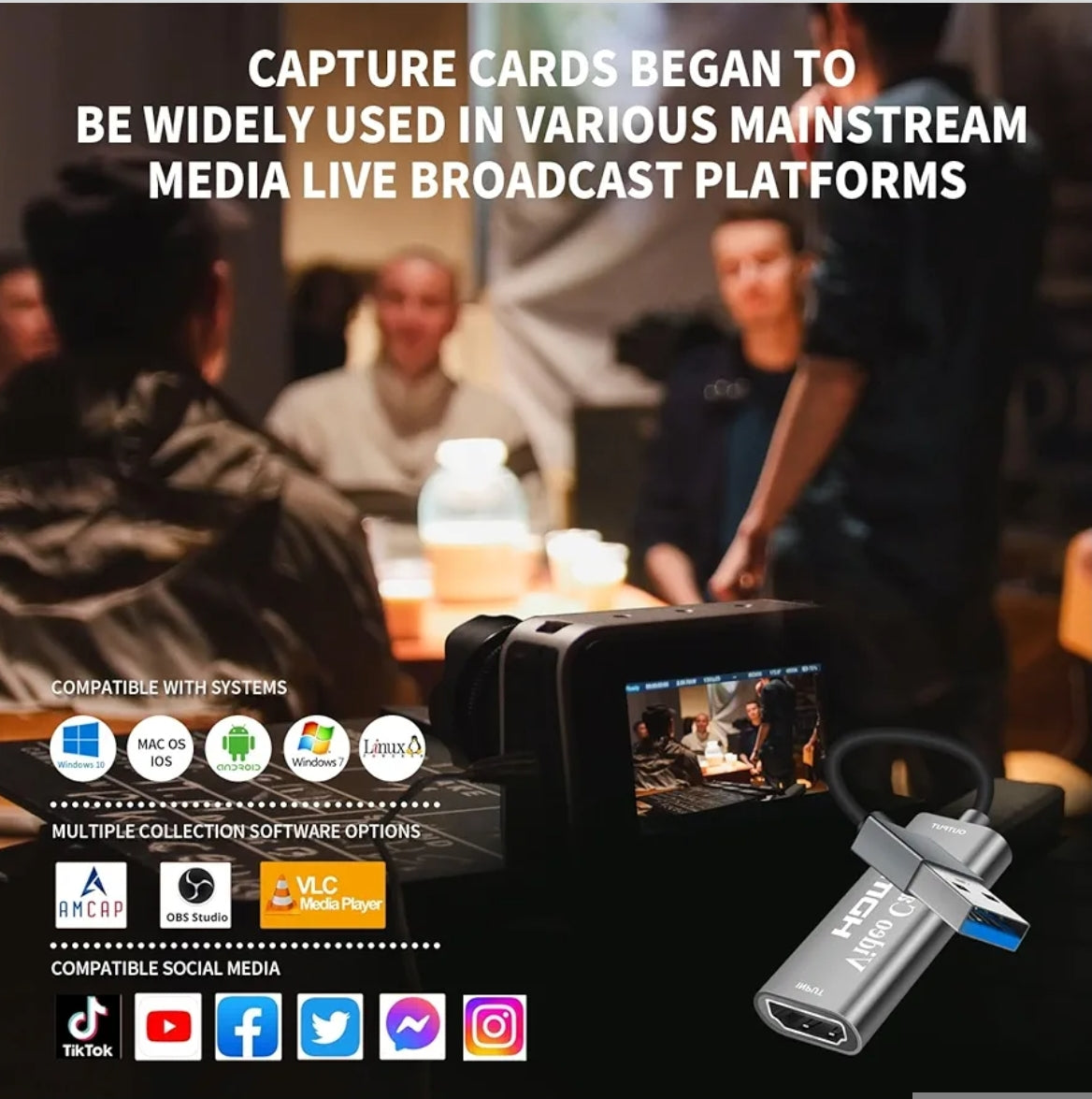 Video pretvornik HDMI na USB-A 3.0, Full HD 1080p, 4K passthrough + adapter