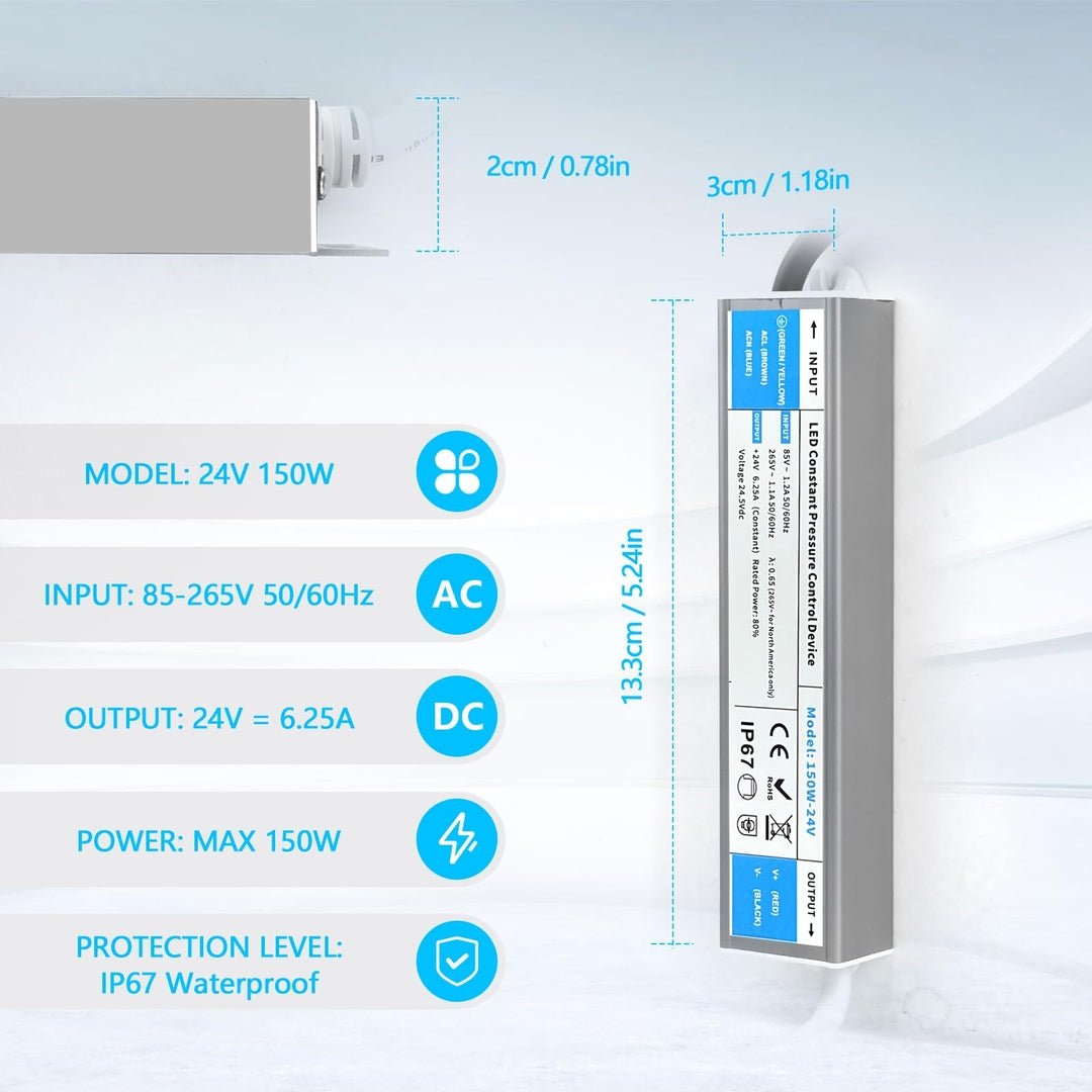 🔌 SUCIKORIO LED napajalnik 24V 150W, 6.25A, IP67, ultra tanek
