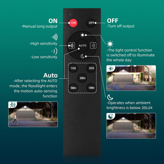 2x LED reflektor z senzorjem gibanja – 150 W, daljinec, IP66, hladno bela