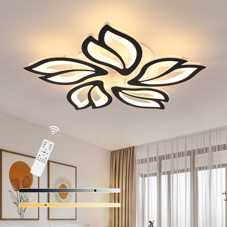 💡 LED stropna svetilka 45W črna – moderna oblika listov