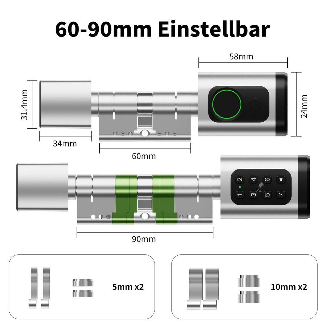 iCARE pametna elektronska ključavnica s prstnim odtisom, koda, NFC, 60mm-90mm