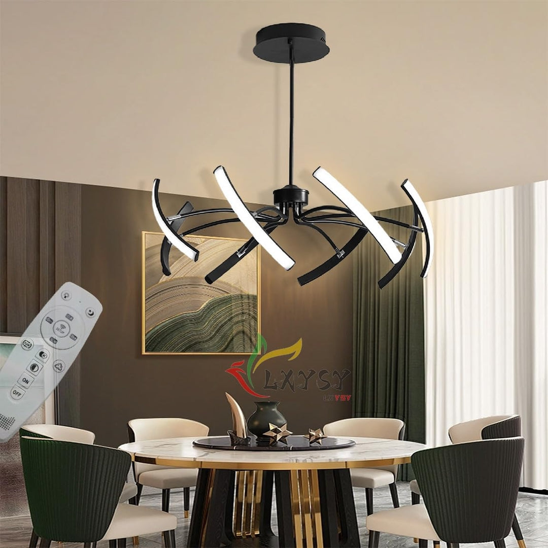 Moderni viseči LED luster 64W (100cm) z daljincem (črna barva)