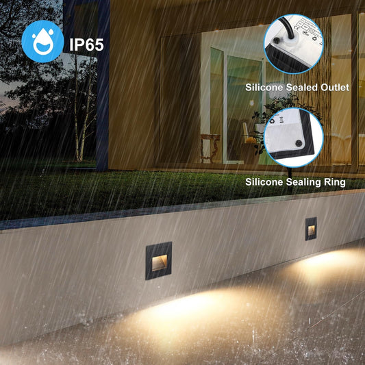 💡 6x LETLIT vgradne LED stopniščne luči 3W – 3000K, 300lm (črna)