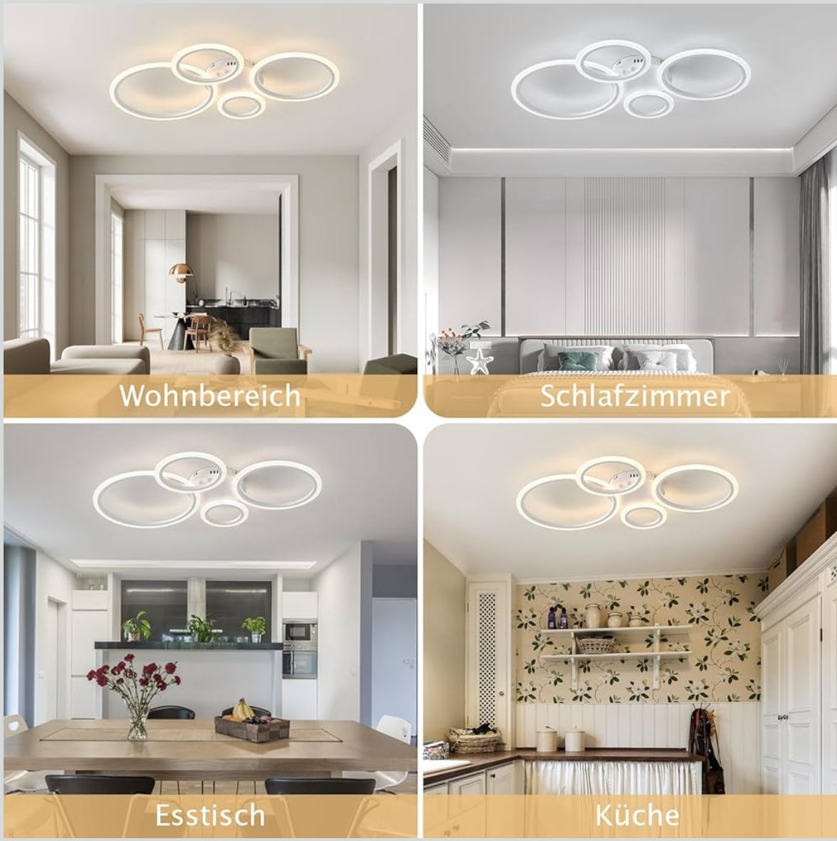 Stropna LED luč s 4 obroči, 80W, 85 cm, aplikacija