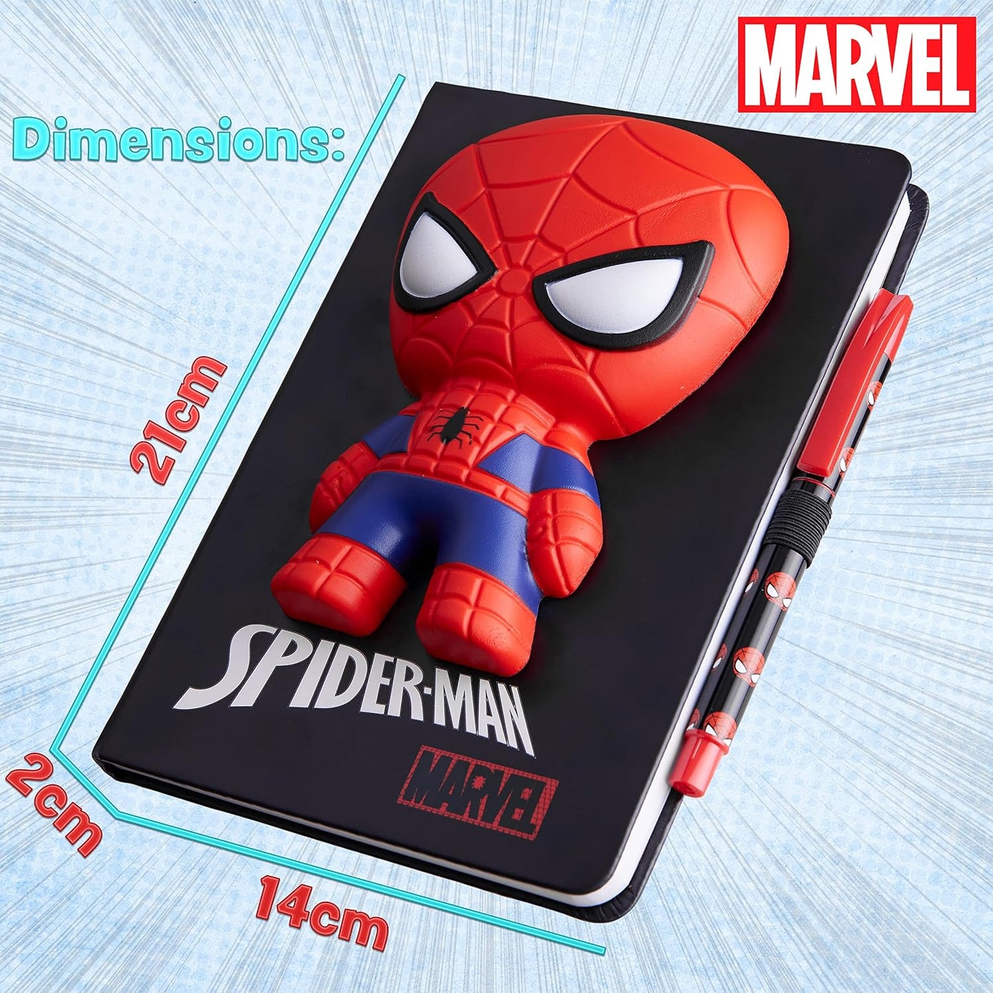 Spider-Man A5 zvezek in set s pisalom – 3D antistresni dnevnik