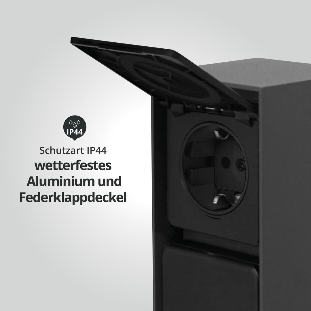 ⚡ Zunanji vrtni podaljšek z vtičnicama – aluminij, IP44, 2× vtičnica