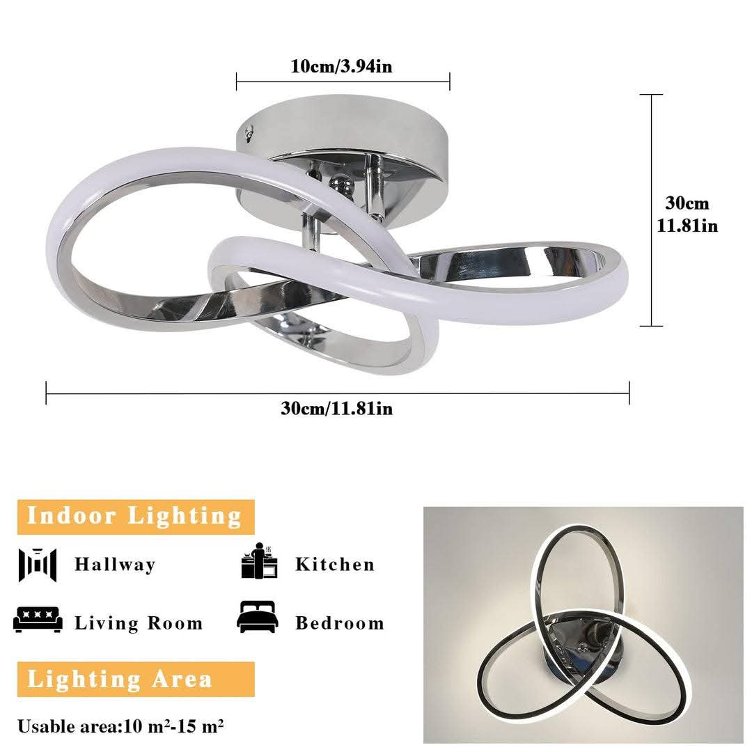 💡 Moderna LED stropna svetilka, 30W, 3300lm, 4500K, srebrna