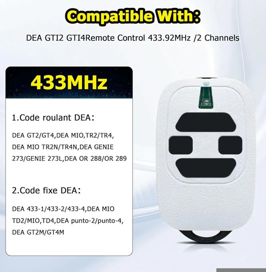 2x DEA kompatibilen daljinec za garažna vrata 433,92 MHz – 4 gumbi