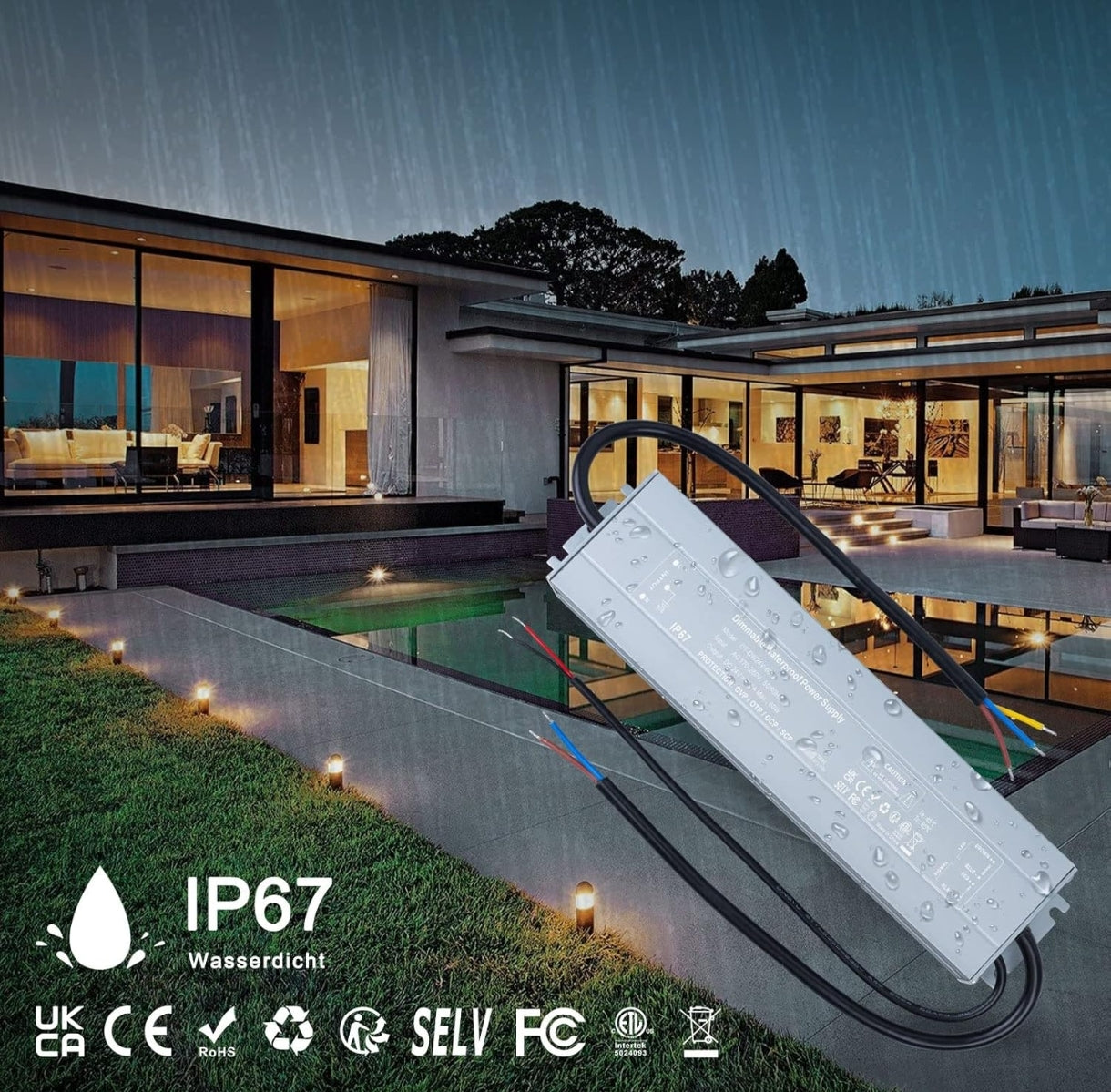 ⚡ REYLAX LED napajalnik 24V, 60W, IP67 – zatemnilni (dimmable)
