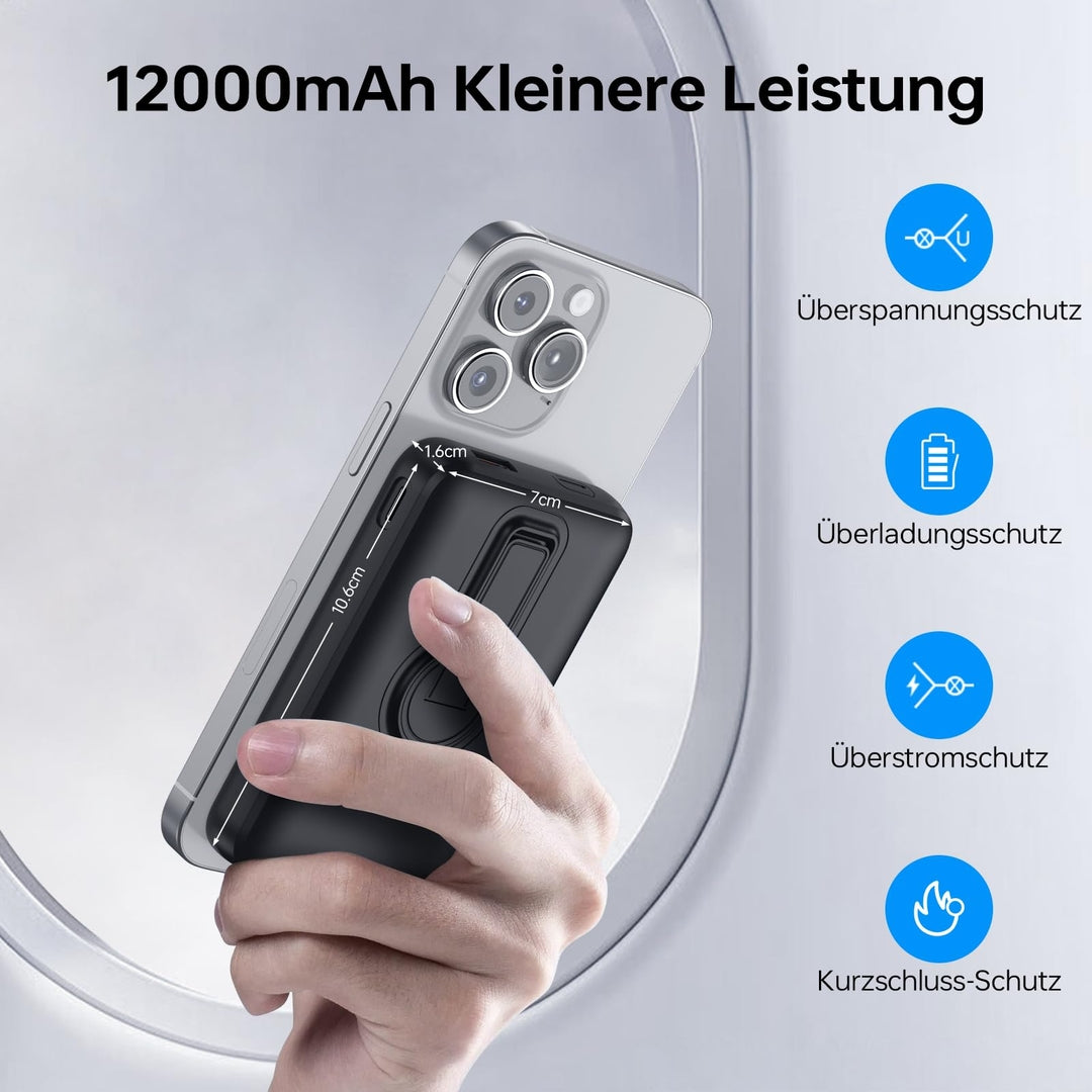 🔋Magnetna brezžična power banka 12000 mAh z MagSafe podporo – 3v1
