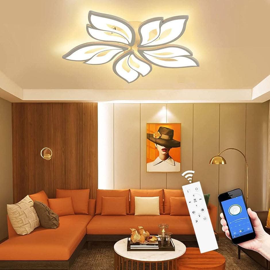 💡 Moderna pametna LED stropna svetilka v obliki cveta – 80W