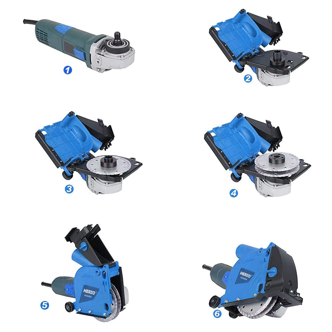 HERZO HCD45U nastavek za kotno brusilko 125 mm z 2 diamantnima reziloma – profesionalni sistem za rezanje utorov v zid