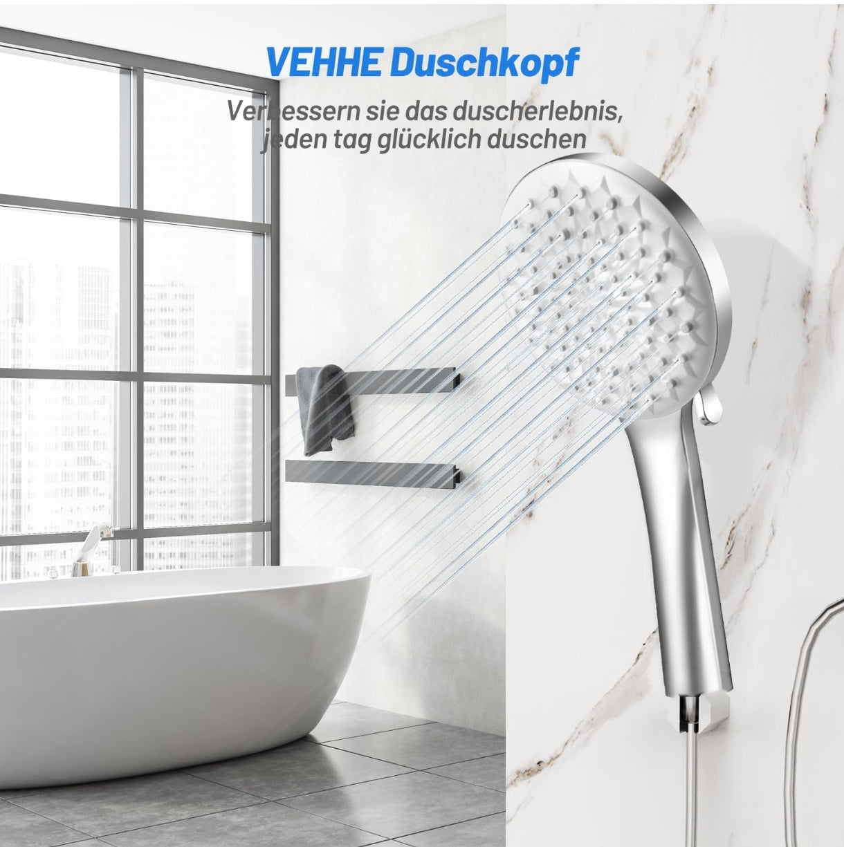 🚿 Tuš ročka VEHHE z 6 načini pršenja