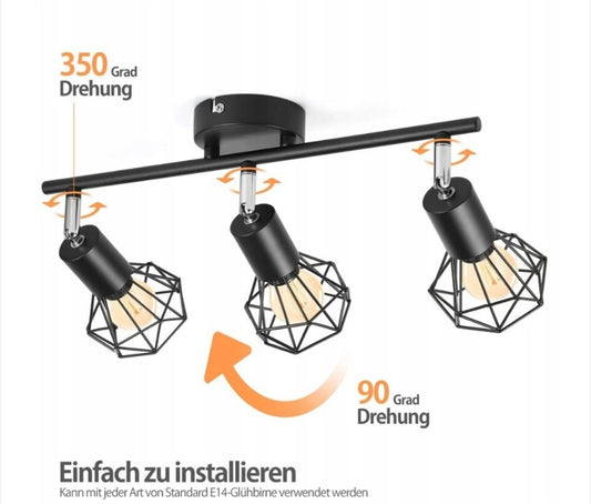Stropna/stenska svetilka s tremi reflektorji + 3x LED žarnica 6W, 6500K - naklikaj.si