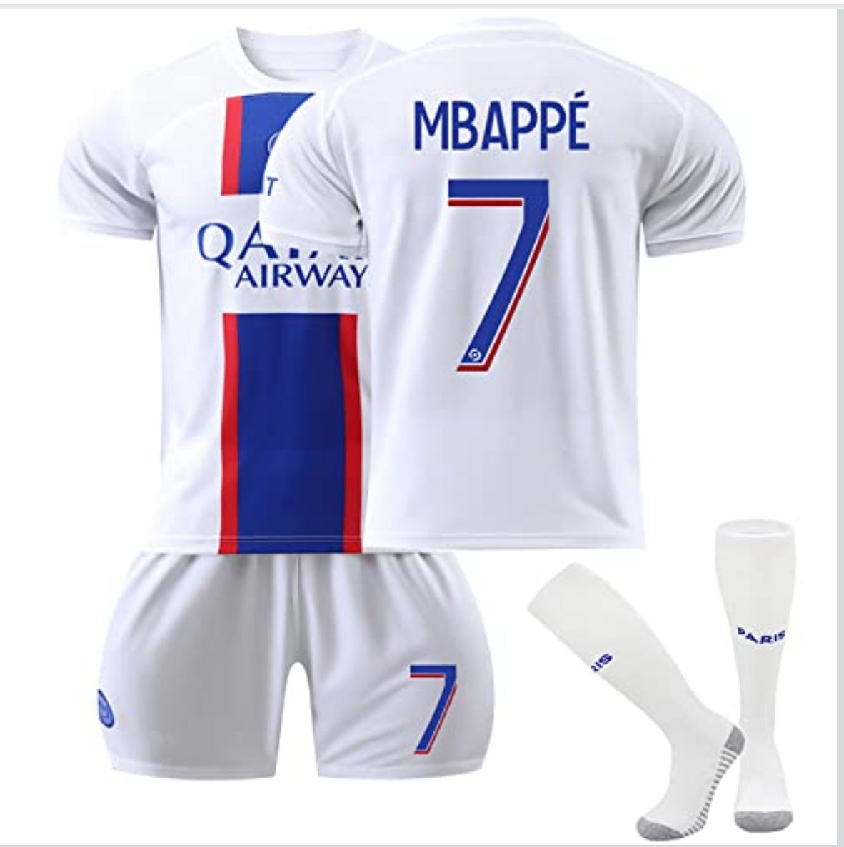 👕 PSG otroški nogometni dres Mbappé #7 – nogavice + maska + obesek