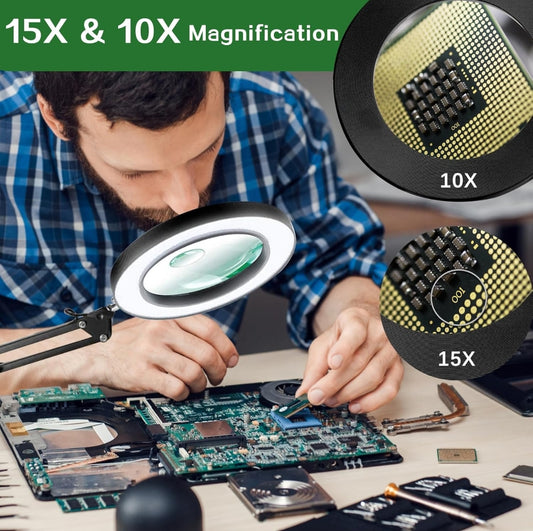 🔎 Namizna lupa z LED osvetlitvijo – 10×/15× povečava