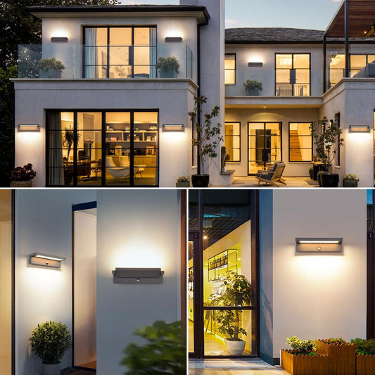 Zunanja LED stenska svetilka s senzorjem gibanja, 36 W, 3000K, antracit